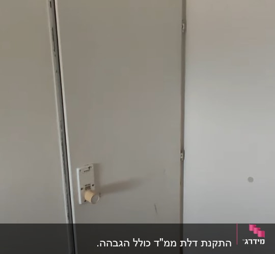 דלת לבנה עם ידית פשוטה וקיר לבן